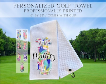 Personalized Colorful Golf Club Towel, Custom Golf Towel, Ladies Golf Towel, Gift For Golfer, Custom Golf Towel, Personalized Golf Gift