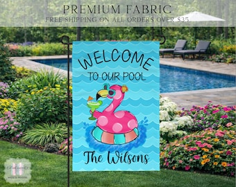 Welcome To Our Pool Flag, Pool House Flag, Pool Garden Flag, Pool Decor, Entry Flag, Yard Decor, Housewarming Gift