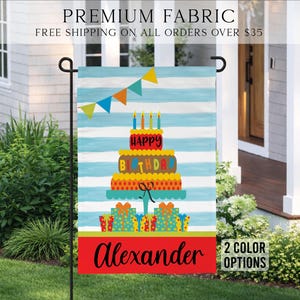 Personalized Happy Birthday Flag, Birthday Party Flag, Birthday Sign, Birthday Celebration Flag, Birthday Decoration,  Boy Birthday