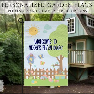 Girls Playhouse Flag, Kids Tree House Flag, Kids Fort Flag, Kids Personalized Flag, Girl Outdoor Flag, Yard Decor, Clubhouse Decor