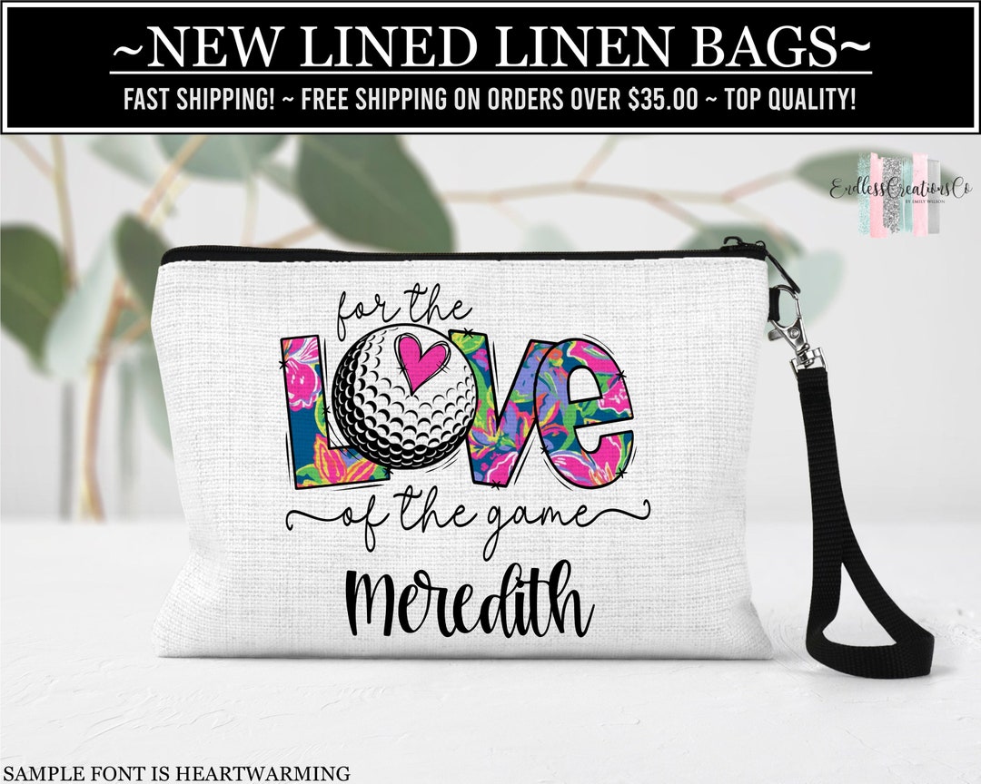 Golf Cosmetic Bag, Personalized Sports Make up Bag, Custom Golf Toiletry Bag, Golf Team Gift