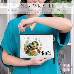 Sea Turtle Cosmetic Bag, Personalized Sea Turtle Makeup Bag, Sea Turtle Makeup Organizer, Toiletry Bag, Zipper Pouch, Sea Turtle Gift