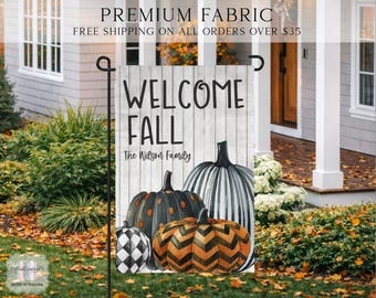 Welcome Fall Flag, Fall Pumpkin Garden Flag, Fall Garden Flag, Pumpkin Welcome Flag, Custom Fall Flag, Porch Flag, Autumn Decor, Fall Decor