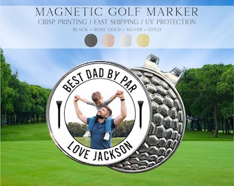 Photo Golf Marker, Best Dad By Par Golf Marker, Fathers Day Gift Ideas, Custom Golf Marker, Golfing Accessory, Personalized Golf Marker