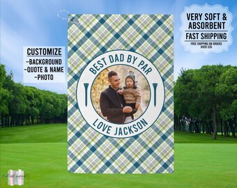 Best Dad By Par Golf Towel, Father's Day Gift, Golf Gift For Dad, Personalized Dad Golf Towel, Custom Towel For New Dad, Best Dad Golf Gift