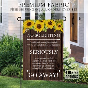 No Soliciting Garden Flag, Entryway No Soliciting Flag, Go Away Porch Flag, Funny Entryway Flag, Porch Decor, Yard Decor, Housewarming Gift