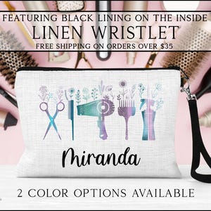 Hair Stylist Wristlet, Cosmetology Gift Idea, Hair Dresser Make Up Bag, Beauty School Graduation Gift, Personalized Hair Dresser Gift