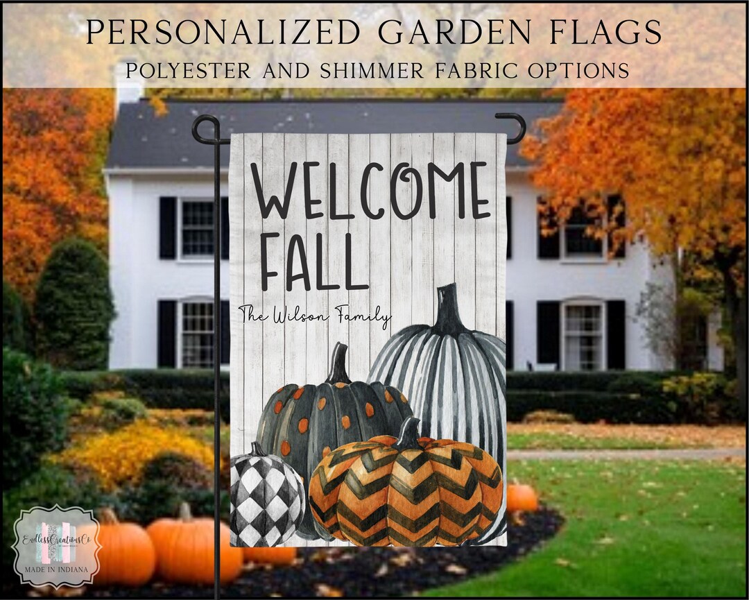 Welcome Fall Flag, Fall Pumpkin Garden Flag, Fall Garden Flag, Pumpkin ...