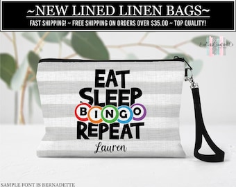 Bingo Lined Linen Bag, Custom Bingo Game Bag, Bingo Gift Ideas For Her, Bingo Bag, Personalized Bingo Gifts, Custom Game Bags, Lined Bags