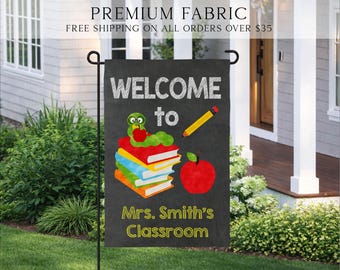 Personalized Teacher Garden Flag, Welcome To My Classroom Flag, Classroom Flag, Teacher Flag, Classroom Decor, Teacher Gift Ideas
