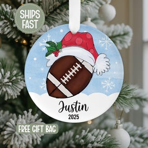 Football Ornament, Football Player Christmas Ornament, Football Team Gift, Football Coach Gift, Football Keepsake, Sports Ornament, Athlete image 1