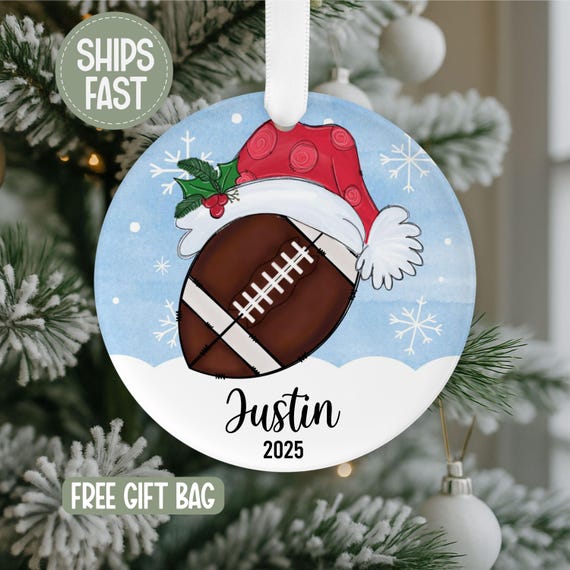 Football Ornament, Football Player Christmas Ornament, Football Team Gift, Football Coach Gift, Football Keepsake, Sports Ornament, Athlete