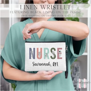 Nurse Floral Wristlet, Nurse Bag, Nurse Appreciation Week Gift Ideas, Nurse Coworker Gifts, Zipper Pouch, Nurse Make Up Bag