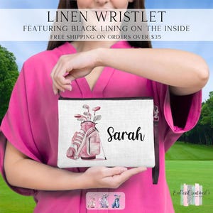 Golf Bag Wristlet, Golf Gift for Her, Preppy Purse, Small Zipper Pouch, Cute Golf Bag Accessory, Women’s Golf Gift