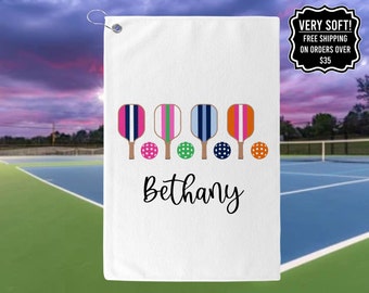 Serviette de pickleball personnalisée, serviettes de pickleball personnalisées pour elle, cadeau pour joueur de pickleball, serviette de pickleball personnalisée, cadeau de pickleball
