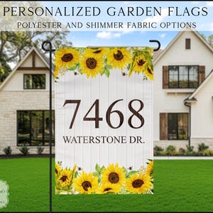 Address Sunflower Garden Flag, Spring Garden Flag, Summer Garden Flag, Porch Decor, Entry Flag, Yard Decor, Housewarming Gift