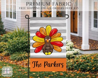 Turkey Welcome Flag, Thanksgiving Garden Flag, Welcome Flag, Custom House Flag, Porch Flag, Autumn Flag, Housewarming Gift, Yard Flag