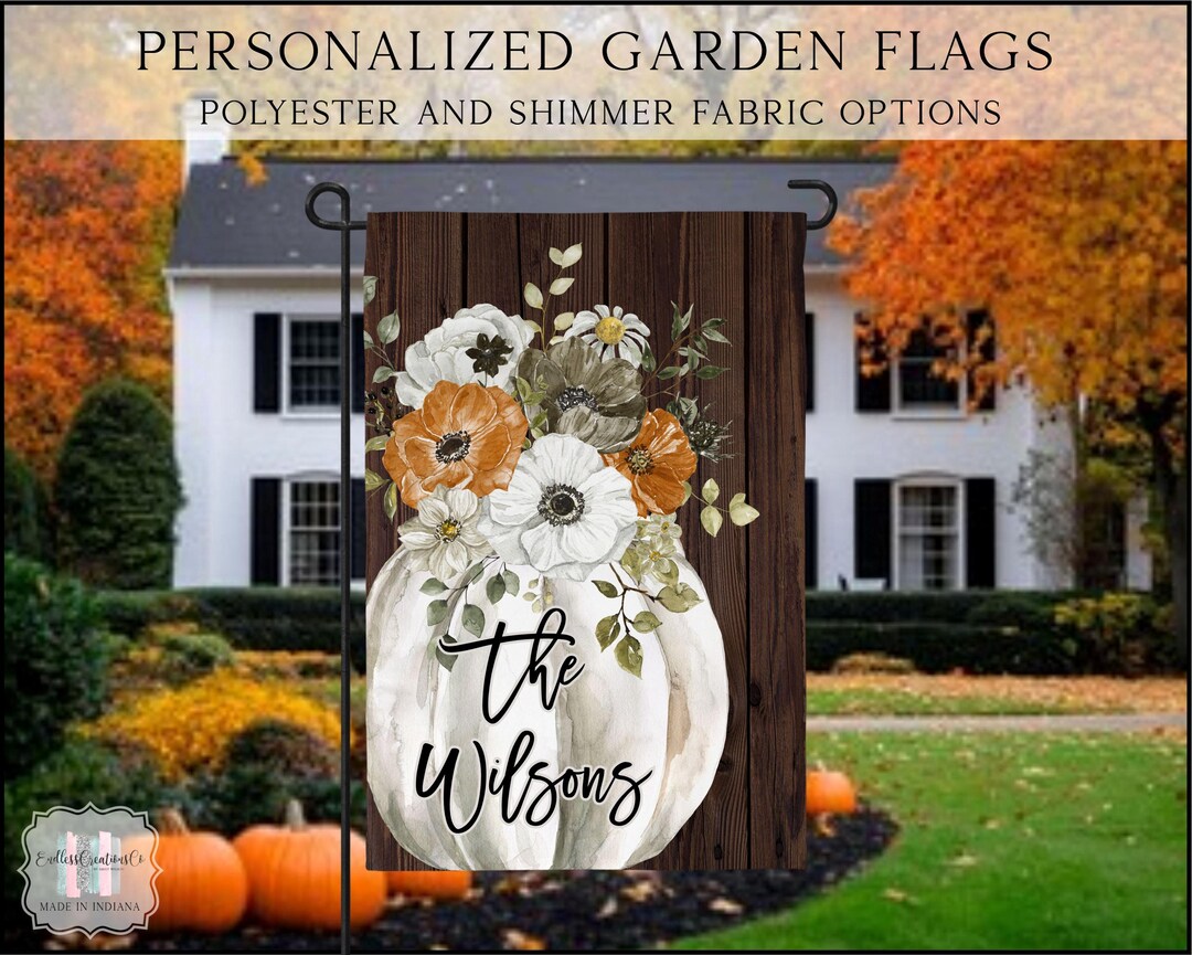 Fall Pumpkin Garden Flag, Fall Garden Flag, Welcome Fall Flag, Floral ...