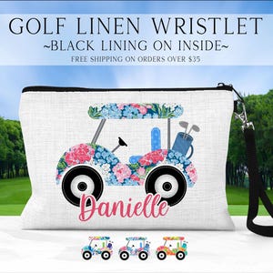 Golf Cart Wristlet, Personalized Sports Make Up Bag, Custom Golf Tee Bag, Golf Team Gift, Sports Gift, Coach Gift, Golf Make Up Bag, Golfing