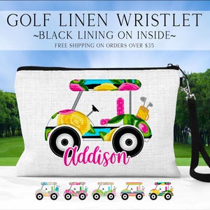 Personalized Golf Cart Wristlet, Golf Cart Accessory, Golfing Gift Ideas, Custom Golf Cart Bag, Golf Toiletry Bag, Golf Wristlet, Golf Gift