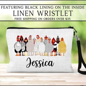 Chicken Cosmetic Bag, Personalized Chicken Makeup Bag, Chicken Lover Gifts, Farm Animal Zipper Pouch, Chicken Gift Ideas For Her