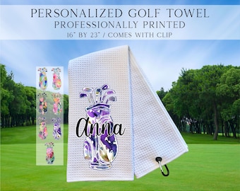 Personalized Purple Golf Club Towel, Custom Golf Towel, Ladies Golf Towel, Gift For Golfer, Custom Golf Towel, Personalized Golf Gift