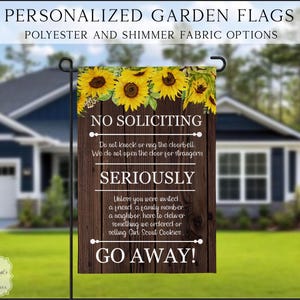No Soliciting Garden Flag, Entryway No Soliciting Flag, Go Away Porch Flag, Funny Entryway Flag, Porch Decor, Yard Decor, Housewarming Gift