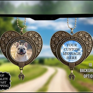 Custom Photo Pet Heart Memorial Hanging Charm, Rear View Mirror Charm, Personalized Memorial Ornament Charm, Custom Picture Charm