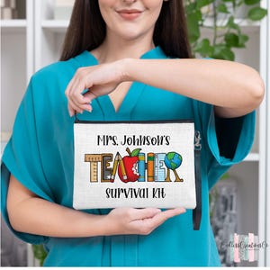 Teacher Survival Kit Bag, Teacher Gift Ideas, Teacher Appreciation Gift, Favorite Teacher Bag, Pencil Pouch, End Of School Gift, Teacher image 9