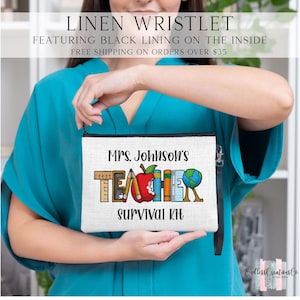 Teacher Survival Kit Bag, Teacher Gift Ideas, Teacher Appreciation Gift, Favorite Teacher Bag, Pencil Pouch, End Of School Gift, Teacher image 1