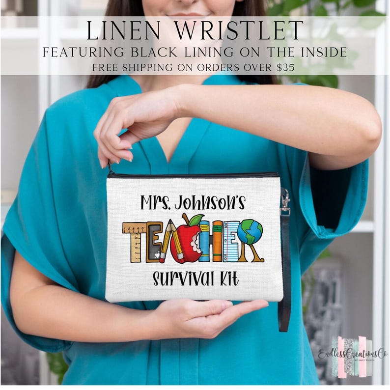 Teacher Survival Kit Bag, Teacher Gift Ideas, Teacher Appreciation Gift, Favorite Teacher Bag, Pencil Pouch, End Of School Gift, Teacher image 1