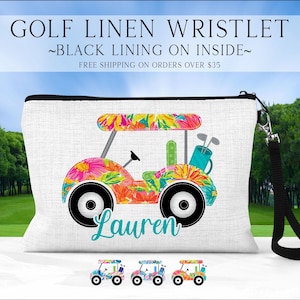 Golf Cart Wristlet, Personalized Sports Make Up Bag, Custom Golf Tee Bag, Golf Team Gift, Sports Gift, Coach Gift, Golf Make Up Bag, Golfing