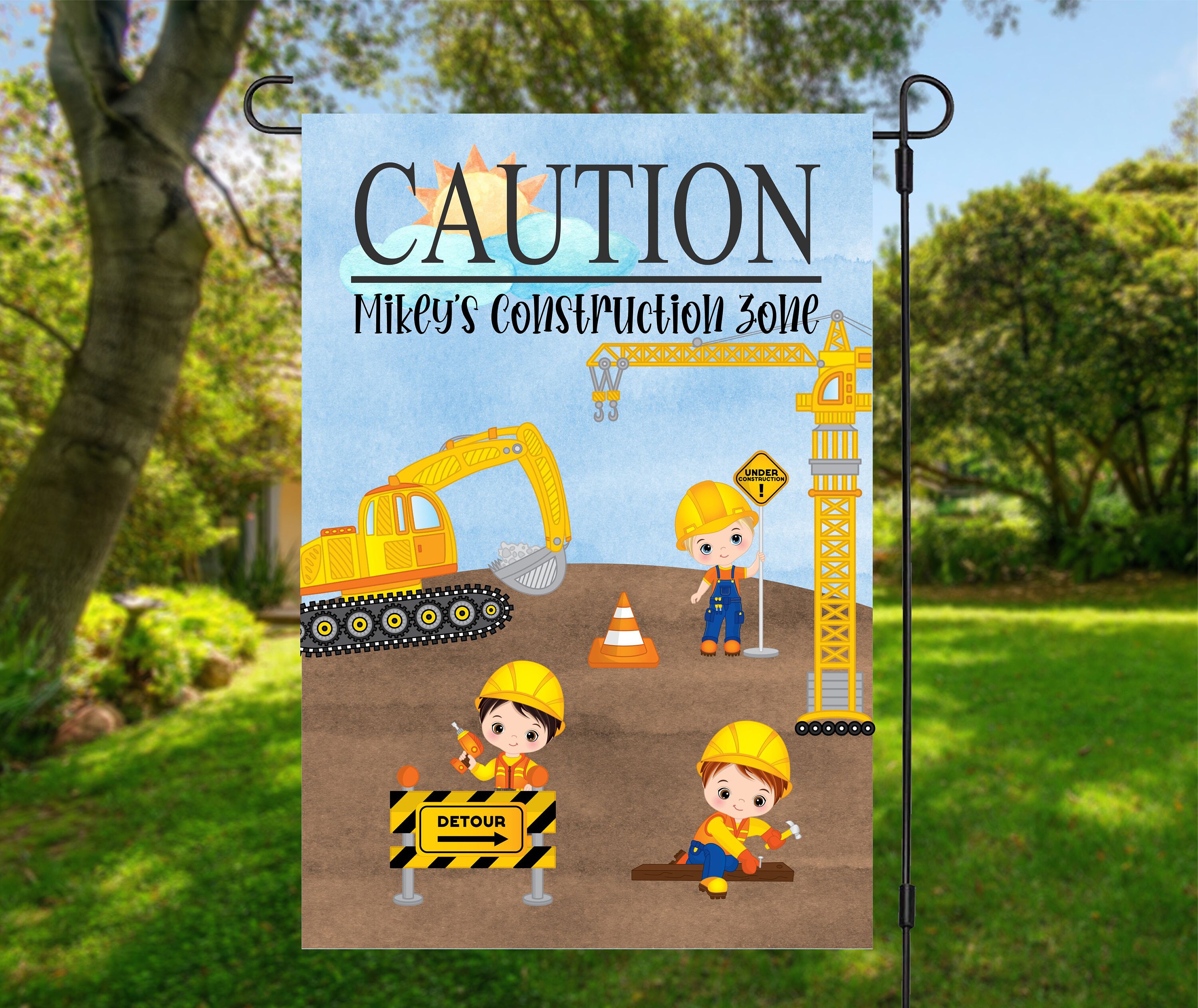 Kids Construction Flag Boys Playground Flag Boys Clubhouse Etsy