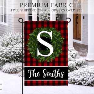Winter Welcome Flag, Christmas Porch Flag, Personalized Buffalo Plaid Flag, Housewarming Gift Ideas, Entryway Flag, Yard Flag