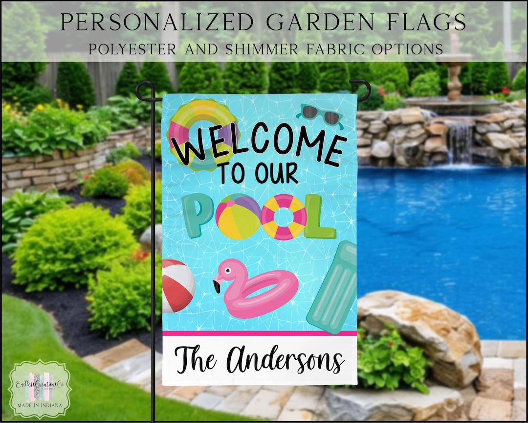 Welcome to Our Pool Flag, Pool House Flag, Pool Garden Flag, Pool Decor ...