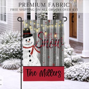 Snowman Welcome Flag, Let It Snow Flag, Winter Welcome Flag, Holiday Flag, Christmas Porch Flag, Personalized Winter Flag
