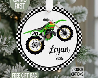 Dirt Bike Ornament, Personalized Dirt Bike Ornament, Motorbike Christmas Ornament, Motorcross Ornament, Racing Ornament, Dirt Bike Gift Idea