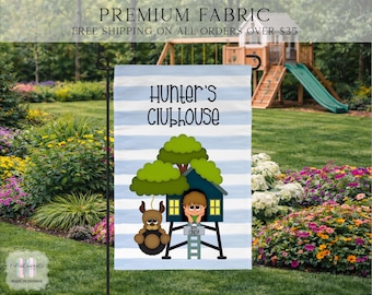 Kids Clubhouse Flag, Kids Tree House Flag, Kids Fort Flag, Kids Personalized Flag, Boy Fort Flag, Yard Decor, Clubhouse Decor