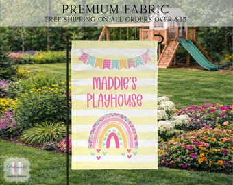 Girls Playhouse Flag, Kids Tree House Flag, Kids Fort Flag, Kids Personalized Flag, Girl Outdoor Flag, Yard Decor, Clubhouse Decor