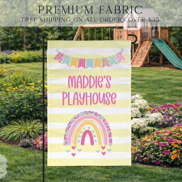 Girls Playhouse Flag, Kids Tree House Flag, Kids Fort Flag, Kids Personalized Flag, Girl Outdoor Flag, Yard Decor, Clubhouse Decor