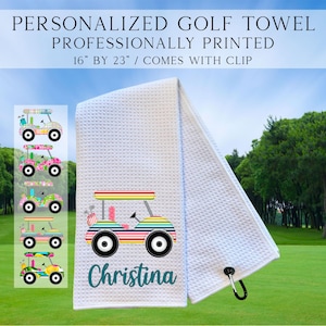 Personalized Golf Cart Towels, Custom Golf Towels For Her, Ladies Golf Towel, Gift For Golfer, Custom Golf Towel, Personalized Golf Gifts Golf Cart 4