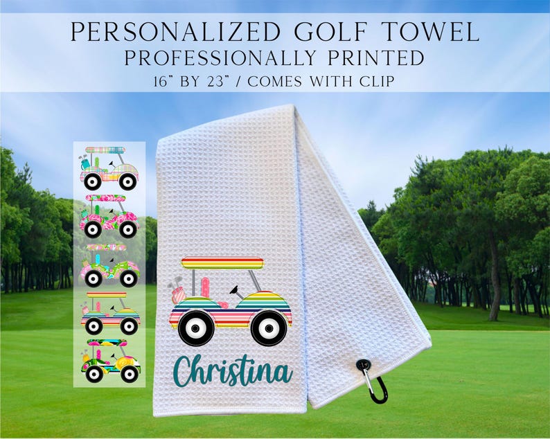 Personalized Golf Cart Towels, Custom Golf Towels For Her, Ladies Golf Towel, Gift For Golfer, Custom Golf Towel, Personalized Golf Gifts Golf Cart 4