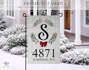 Address Winter Flag, Winter Garden Flag, Custom Address Garden Flag, Porch Decor, Entry Flag, Yard Decor, Housewarming Gift