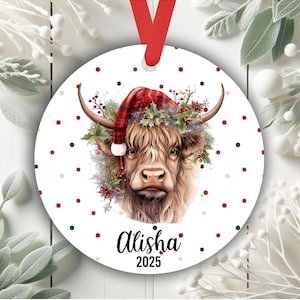 Highland Cow Ornament, Cow Christmas Ornament, Cow Keepsake, Cow Lover Gift Ideas, Farm Animal Ornament, Christmas Cow Gift