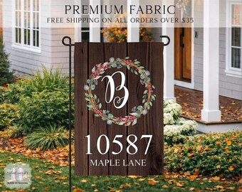Address Winter Flag, Winter Garden Flag, Custom Address Garden Flag, Porch Decor, Entry Flag, Yard Decor, Housewarming Gift