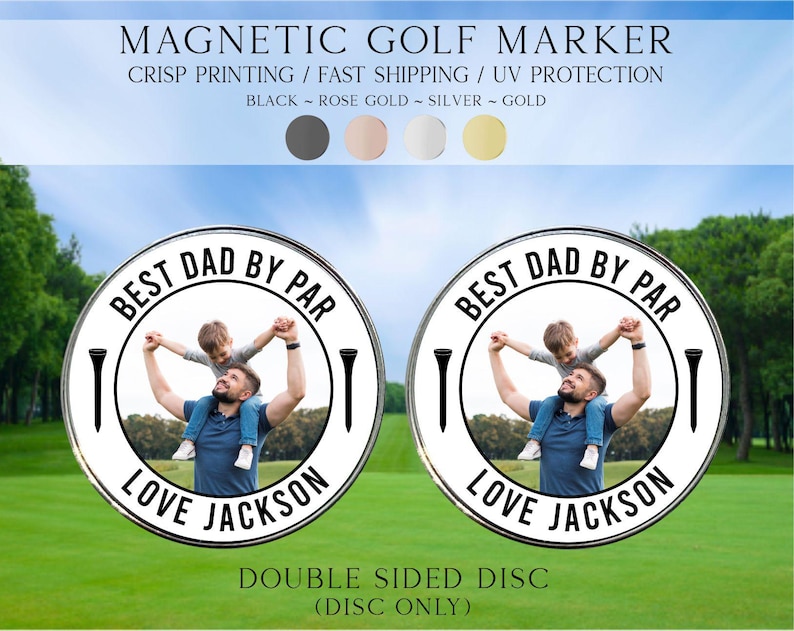 Marcador de golf con foto, marcador de golf "Mejor papá por par", ideas de regalo para el Día del Padre, marcador de golf personalizado, accesorio de golf, marcador de golf personalizado imagen 7