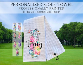 Personalized Colorful Golf Club Towel, Custom Golf Towel, Ladies Golf Towel, Gift For Golfer, Custom Golf Towel, Personalized Golf Gift