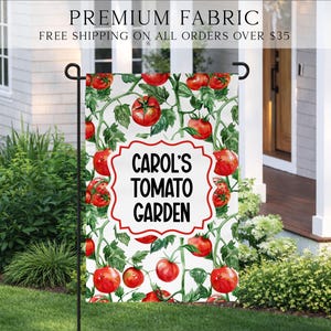 Tomato Garden Flag, Vegetable Garden Flag, Custom Tomato Flag, Gardener Flag Gift, Garden Lover Gift, Plant Marker Flag