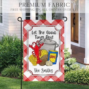 Crawfish Boil Garden Flag, Spring Garden Flag, Summer Garden Flag, Porch Decor, Entry Flag, Yard Decor, Housewarming Gift, Custom Flag