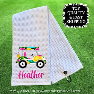 Personalized Golf Cart Towels, Custom Golf Towels For Her, Ladies Golf Towel, Gift For Golfer, Custom Golf Towel, Personalized Golf Gifts Golf Cart 5